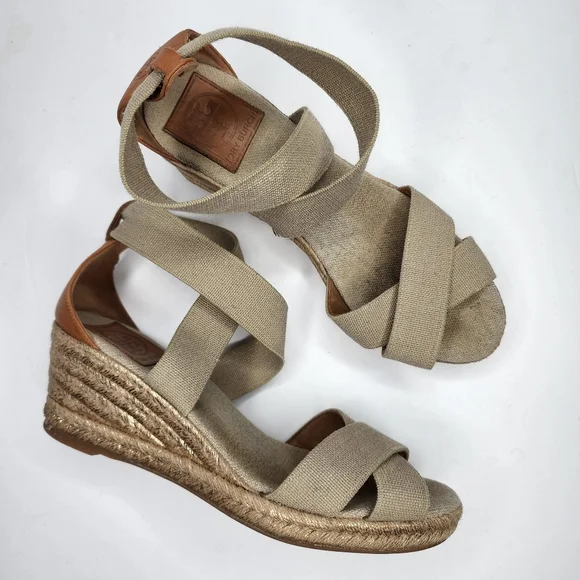 Tory Burch Adonis Mid-Wedge Sandal, Khaki Size 8.5 - Picture 2 of 8